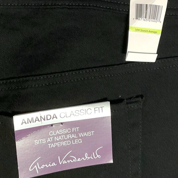 Gloria Vanderbilt Jeans Womens 18W Amanda Tapered Leg Classic Stretch Black NEW - Picture 11 of 14